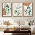 Anyzal Framed Boho Botanical Wall Art Large 16x24 Inch Abstract Green Plant Canvas Wall Decor Bohemian Modern pictures Painting for Living room Bedroom Dining room Set of 3