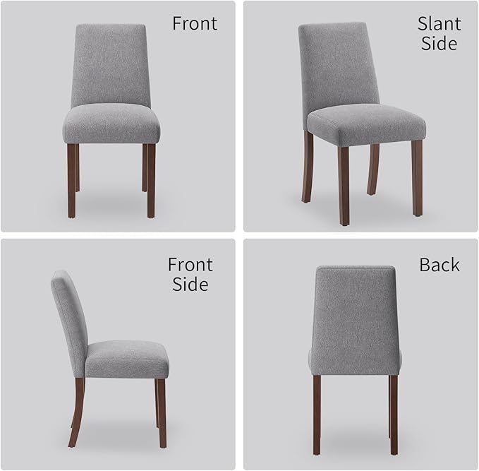 Dining Chairs Set of 6, Modern Dining Room Chairs with Wooden Legs, Upholstered Kitchen Farmhouse Parsons Chairs for Restaurant & Cafe- Gray