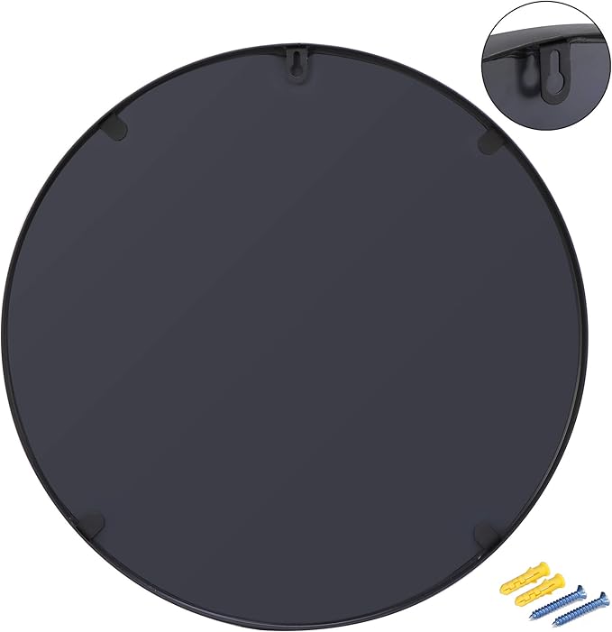 Smartxchoices Pack of 2 Black Round Mirrors 18 Inch, Wall Mounted Circle Mirrors, Metal Vanity Mirror Wall Bathroom Décor, Washrooms, Living Rooms