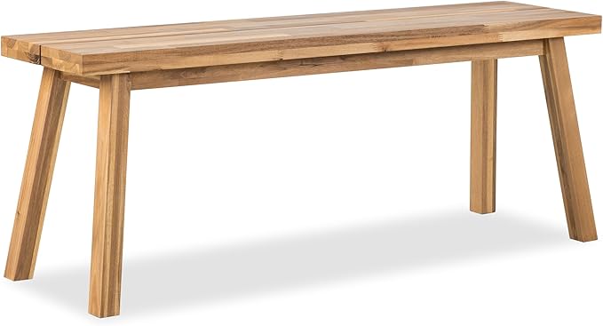 VICTORY RELAX Solid Wood Bench - Minimalist Design, Acacia Wood Construction, Light Natural Color, Versatile for Entryway, Living Room, Bedroom & Outdoors, Easy Assembly & Weather-Resistant