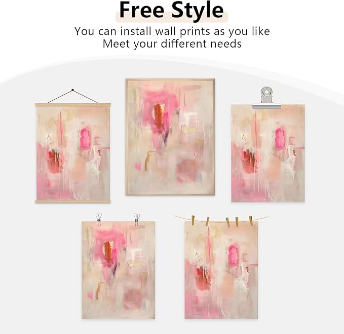 Tocliky Abstract Wall Art Neutral Modern Canvas Painting Decor Pink Beige Minimalist Wall Art Contemporary Abstract Poster Artwork for Living Room Bedroom 16x24 Inch Unframed Set of 2