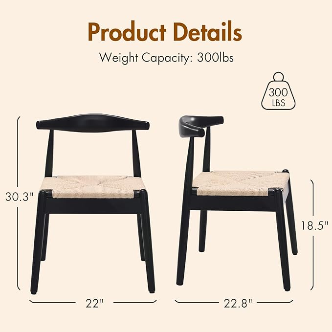 Soohow Dining Chairs Set of 2, Mid Century Modern Kitchen & Dining Room Chairs for Dining Room,Dining Table Chairs with Solid Wood Legs
