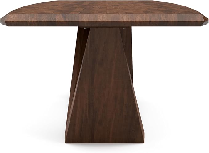 Furniture of America Nazaen III 82.5" Mid-Century Modern Solid Wood Live Edge Dining Table with Steel Support, Walnut Finish, Seats 6–8