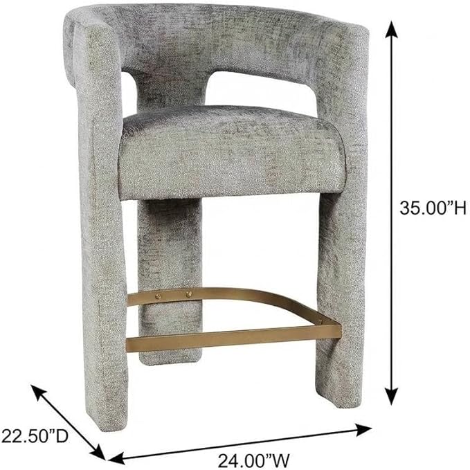 Jofran Gwen Gray Upholstered Counter Stool with Arms – Versatile Barstools – Stylish Seating for Kitchen Dining Room or Home Bar, Natural, Modern Counter Stools, Set of 2