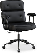 OLIXIS Ergonomic Home Office Desk Chair, PU Leather Computer Chair with Lumbar Support Adjustable Height Rolling Swivel Executive Task Armrests Chair, Inky