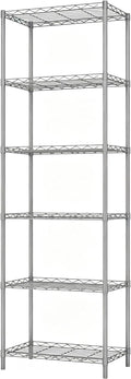 HOMEFORT 6-Tier Wire Shelving, 6 Shelves Unit Metal Storage Rack, Closet Shelves for Kitchen, Pantry, Closet, Bathroom, 14" D x 21" W x 75.6" H (Grey)