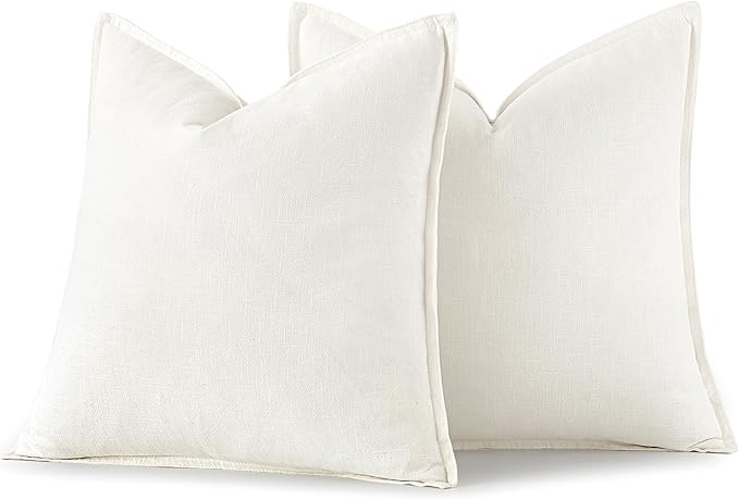 MIULEE Decorative Pillow Covers 18x18 Inch Cream White Boho Farmhouse Neutral Couch Throw Pillows for Bed Pack of 2 Accent Modern Pillowcase Sofa Livingroom Home Decor