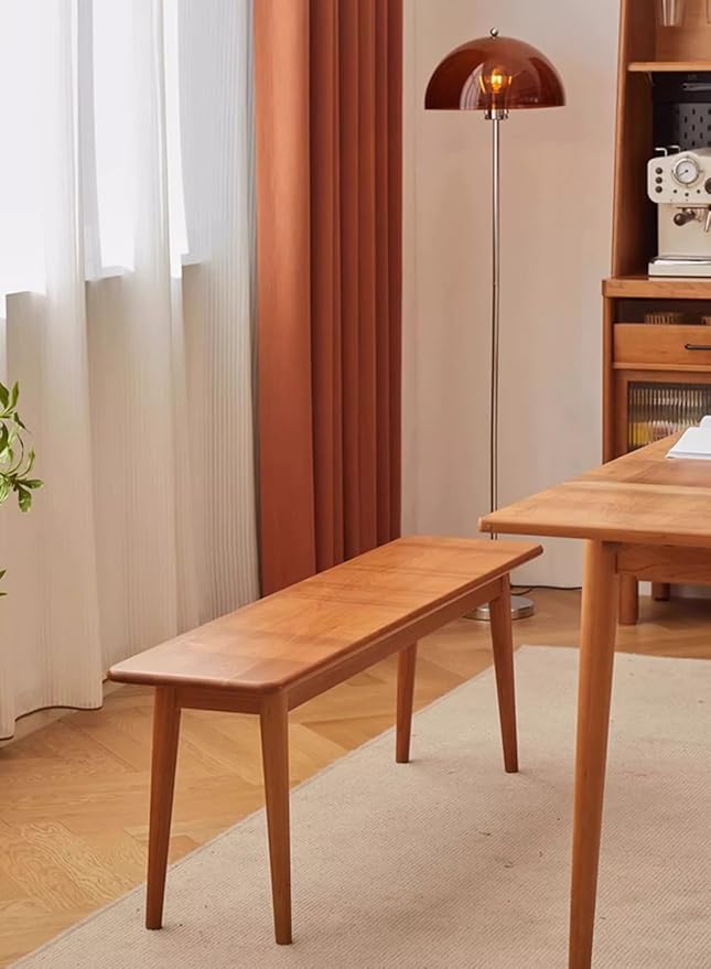 Dining Bench, Wood Bench Solid USA Cherry Wooden Bench Indoor Dining Room Table Home Bedroom Bed End Restaurant Modern Hallway Furniture (Natural Color, 31.5" W x 11.8" D x 17.7" H)