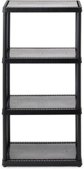 Gracious Living 4 Shelf Fixed Height Solid Light Duty Storage Unit 24 x 12 x 48" Organizer System for Home, Garage, Basement, and Laundry, Black