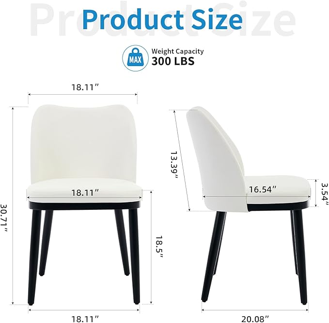 GarveeHome Wooden Dining Chairs Set of 2, Upholstered Kitchen Dining Room Chairs with Padded Seat and Wood Legs, Modern Fabric Side Dinner Chair for Kitchen, Dining Room, Restaurant, Cafe