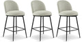26" Counter Height Swivel Bar Stools Set of 3, Upholstered Linen Fabric Barstools with Backs and Metal Legs for Kitchen Island,Grey