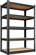 71.2''H Storage Shelves, 2000lbs Garage Shelving,Adjustable Heavy Duty Shelving Unit,5T Tall Garage Shelves，Wood Metal Standing Shelf Units,Utility Rack for Kitchen 71.2''H*27.5''W*11.8''D