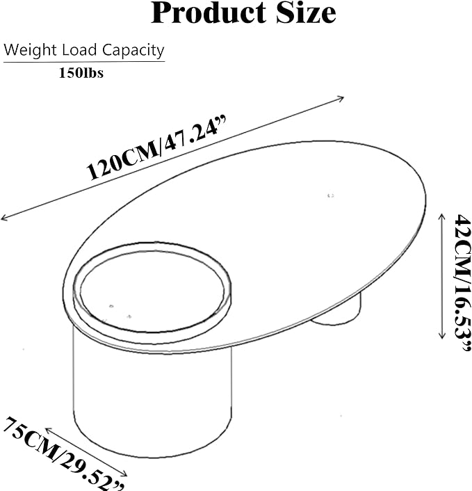 47.24” Oval Coffee Table, Modern Center Table with Storage & Removable Tray, Dinning Table, MDF Side Table for Living Room, Apartment, Small Space, Office.(Natural)