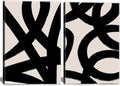 Framed Abstract Wall Art Canvas Set Lines Pictures Modern Mid Century Boho Wall Decor Minimalist Abstract Black Stroke Lines Canvas Painting Artwork Living Room Bedroom Home Office 16"x24"x2