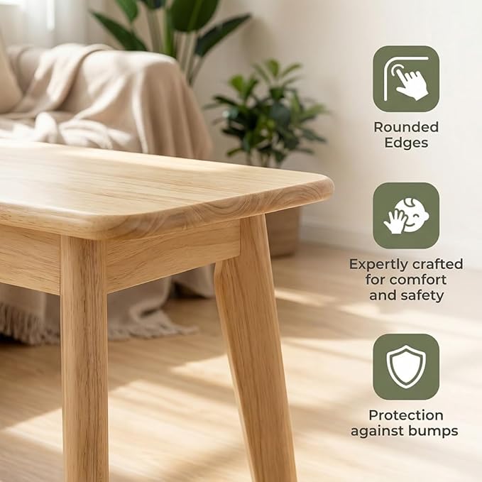 Solid Wood Farmhouse Bench 31.5"/39.4"/47.2"/55.1"/59" Skinny Bench Rustic Long Entryway Bench, Heavy Duty, Durable ＆ Easy Assembly, For Hallway, Kitchen, Bedroom, Dining(Wood,31.5"x11.8"x17.7")