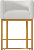 26" Modern Counter Height Bar Stools,Fabric Upholstered Barrel Barstools with Backs,Island Chairs bar stools Set of 1,Metal Gold Frames,Off White Linen
