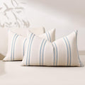 Hckot Throw Pillow Covers 12x20 Set of 2 Blue Pillow Covers Farmhouse Decorative Pillows Textured Linen Square Cushion Covers for Sofa Couch Bed Living Room Decor(Lake Blue)