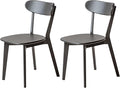 Modern Dining Chairs Set of 2, Solid Oak Wood Dining Chair with Comfortable Backrest, Sturdy Wooden Chairs for Kitchen, Dining Room, Black