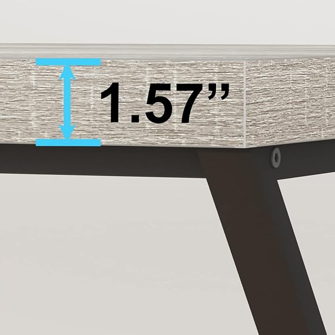 IBF Gray Computer Desk, Industrial 60” Work Desk for Writing Study, Simple Wooden Metal Executive Home Office Desk, Modern Pc Gaming Laptop Workstation Computer Table in Bedroom, Light Grey Oak