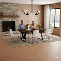 ZckyCine Extendable Dining Table - 63" to 78.7" Adjustable Rectangular Table with Black Metal Legs, Modern Expandable Dining Table for 6-8 People