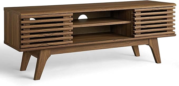 Modway Render 46" Mid-Century Modern Low Profile Media Console TV Stand, 46 Inch, Walnut
