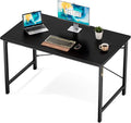 Sweetcrispy Computer Office Desk 48 Inch Student Study Writing Work with Metal Frame Wood Tabletop Modern Simple PC Home Bedroom Table - Basic Black
