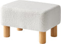 YMYNY Ottoman, Modern Footrest with Soft Padded Seat, Foot Stool with Wood Legs, Small Square Pouf Under Desk for Living Room Bedroom Office 15.74" D×11.41" W×9.84" H White UHBD030W