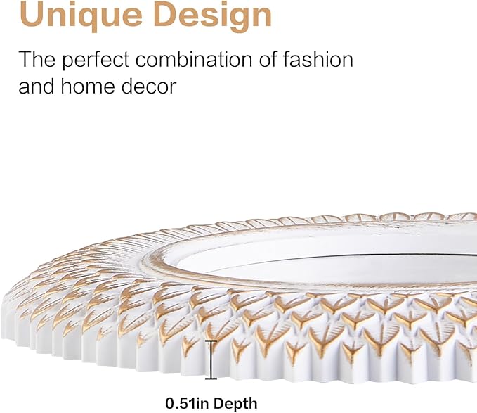 Round Decorative Wall Mirror, White Circle Mirror for Bedroom, Entryway, Living Room, Decorative Modern Wall Decor