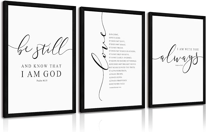 Tanmart Bible Verse Wall Art Decor Scripture Canvas Wall Art Christian Pictures Inspirational Artwork Scripture Bible Verse Posters Christian Paintings for Living Room Bedroom 16x24 Inch Black Framed