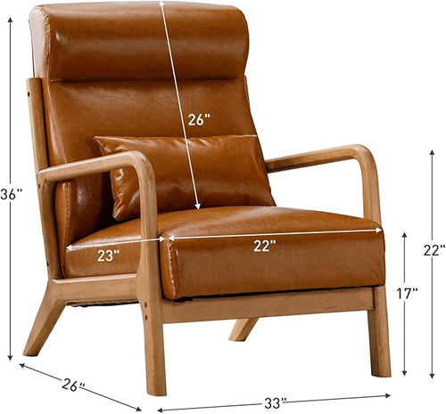 ANJ Mid Century Modern High Back Accent Chairs Set of 2, Single Lounge Armchair with Solid Wood Frame, Comfy Reading Chair for Living Room, Easy Assembly