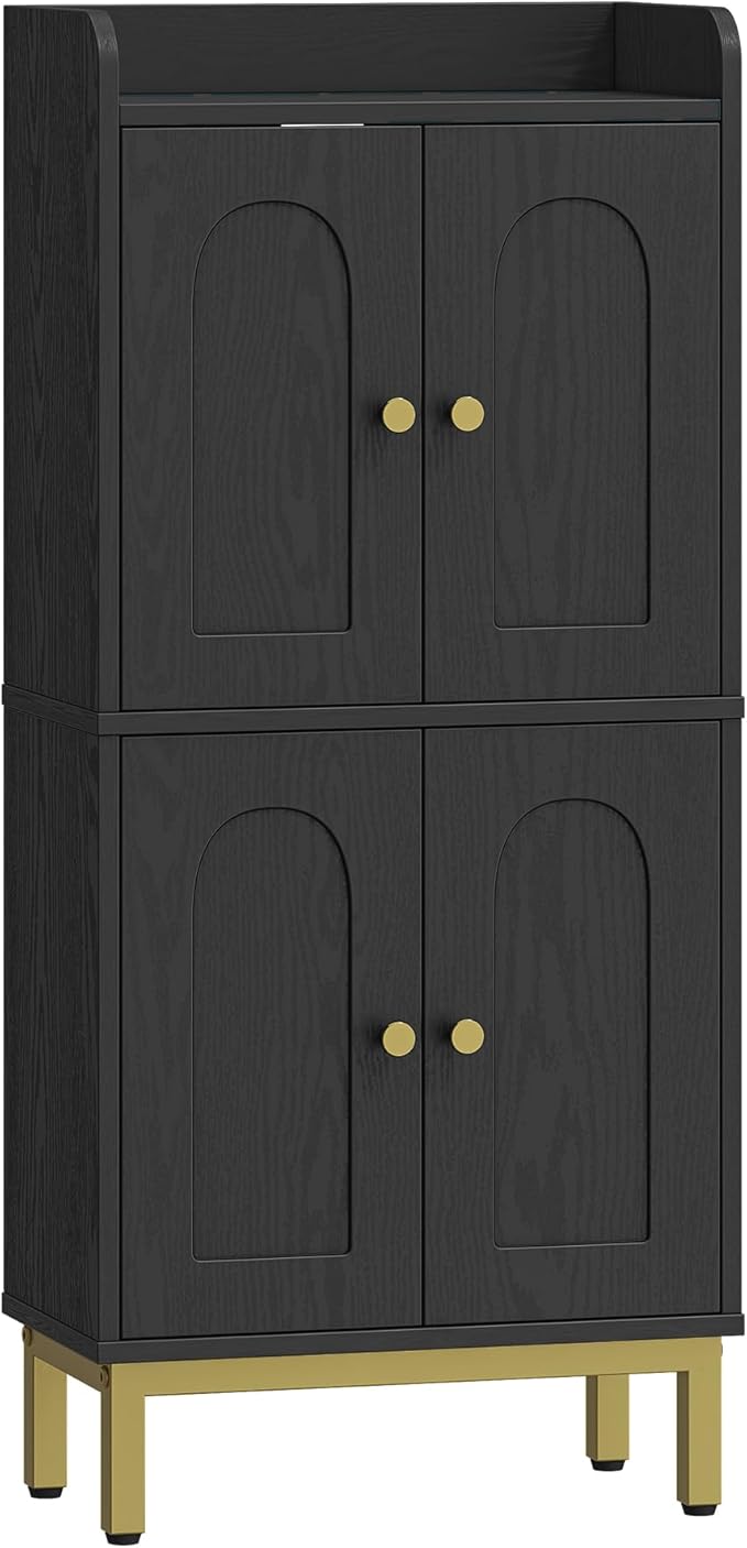 Hzuaneri Bathroom Cabinet, Small Storage Cabinet with 4 Doors, Bathroom Organizers and Storage Cabinets with Adjustable Feet. Cabinets Freestanding for Living Room, Kitchen, 7.1"D x 14.6"W x 32.7"H