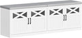 Hzuaneri 2 Tier Shoe Storage Bench with Doors, 59" Farmhouse Shoe Bench with Padded Cushion, 12-16 Pairs of Bed End Bench, Entryway Bench with Storage for Bedroom, Living Room, White SB61503X
