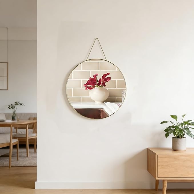 Funerom Gold Round Wall Mirror 15.4 Inches Circle Mirror Bathroom Mirrors for Over Sink