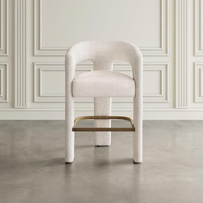 Jofran Gwen Natural Upholstered Counter Stool with Arms – Versatile Barstools – Stylish Seating for Kitchen Dining Room or Home Bar, Natural, Modern Counter Stools, Single Stool