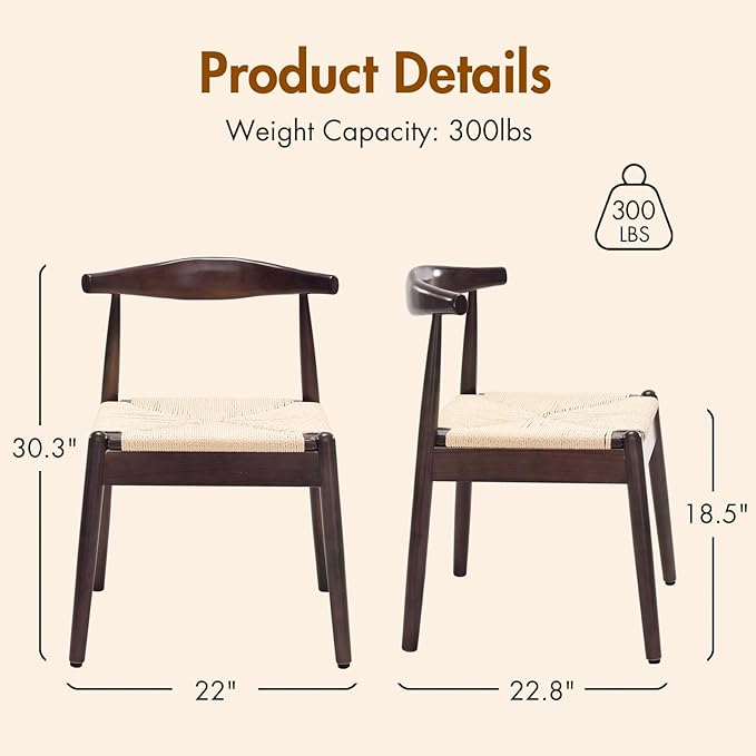 Soohow Dining Chairs Set of 2, Mid Century Modern Kitchen & Dining Room Chairs for Dining Room,Dining Table Chairs with Solid Wood Legs