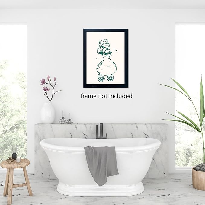 Funny Animal Bathroom Wall Art Set of 3, Cute Funky Dog and Duck Canvas Prints Posters, Simple Fashion Modern Farmhouse Animals Picture for Kids Room Dorm Living Room Wall Decor 12x16 Inch Unframed