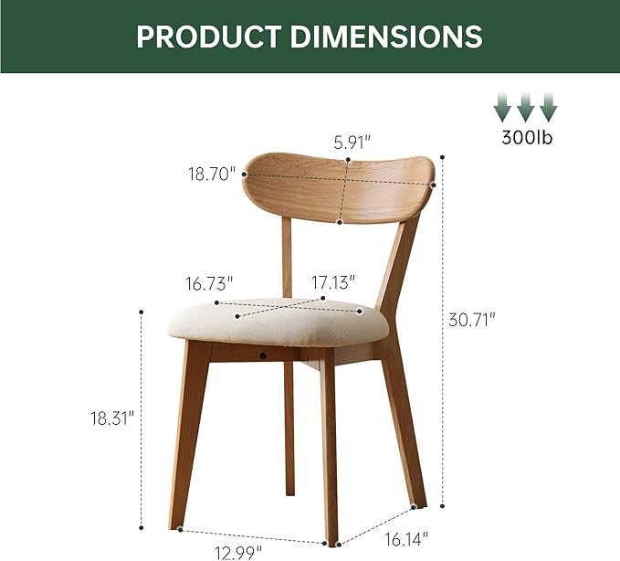 49.21’’-76.77’’ Extendable Dining Table and Chairs Set for 4, 100% Solid Wood Oak Dining Sets, Mid Century Modern Kitchen Table and Chairs Set for Living Room, Apartment (Table+4 Chairs)