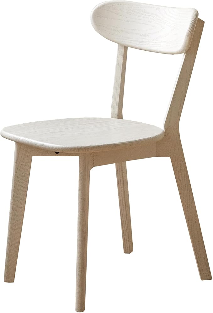 Modern Dining Chairs, Solid Oak Wood Dining Chair with Comfortable Backrest, Sturdy Wooden Chairs for Kitchen, Dining Room, White