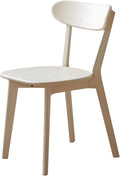 Modern Dining Chairs, Solid Oak Wood Dining Chair with Comfortable Backrest, Sturdy Wooden Chairs for Kitchen, Dining Room, White