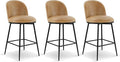 26" Counter Height Swivel Bar Stools Set of 3, Upholstered Faux Leather Barstools with Backs and Metal Legs for Kitchen Island,Brown