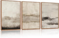 HPINUB Large Abstract Framed Canvas Wall Art Set,Minimalist Beige Gray Pastel Watercolor Wall Decor,Modern Illustration Neutral Art Painting for Living Room,Dining Room,Office(Set of 3,12X16 Inch)