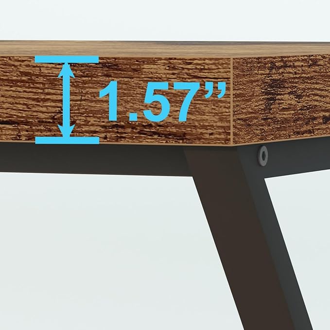 IBF Rustic Computer Desk, Farmhouse 60 inch Home Office Desk, Industrial Wood Metal Work Desk for Writing Study, Vintage Minimalist Executive Workstation PC Gaming Table in Bedroom, Rustic Brown