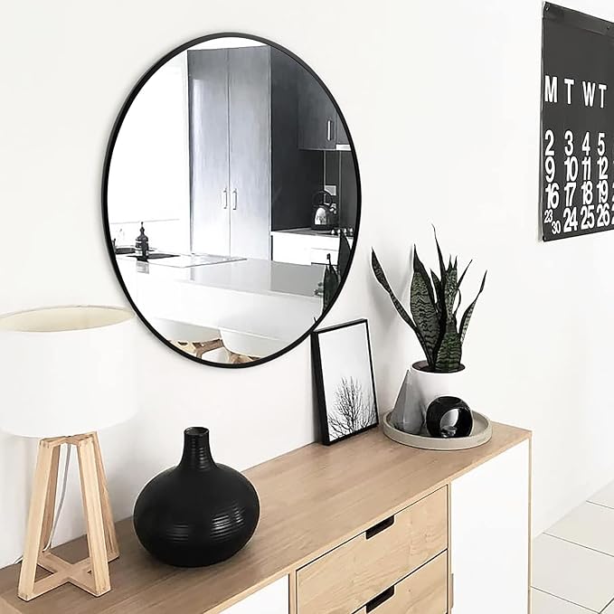 Fabuday Black Circle Mirror for Wall 20 inch - Round Mirrors for Bathroom, Entryway, Living Room, Hallway, Bedroom Decor, Small Matte Framed