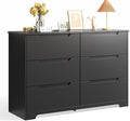 Gizoon 6 Drawer Double Dresser for Bedroom with Anti-Tip Design, Modern Wide Wooden Chest of Drawers with Cut-Out Handles, Closet Storage Organizer and TV Stand for Living Room, Hallway, Entryway