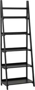 Linon Melissa Black Wooden Five Shelf Ladder Bookcase