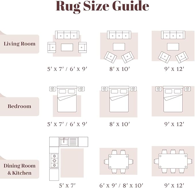 Homemate Washable Rug 9x12 Area Rugs - Vintage Faux Wool Rugs for Living Room Bedroom Dining Room - Non Slip Foldable Carpet Indoor Area Rug for Home Decor（9'x12', Beige