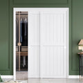 FREDBECK Sliding Closet Doors 60x80(Double 31inch),Bypass Barn Door with Hardware,for Bedroom,White,H Frame,Assemble Required