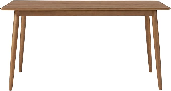 Alaterre Furniture Calais Dining – Mid Century Modern 59-Inch Rectangular Dining Table for 4 – Solid Wood Kitchen and Dining Room Table with Minimalist Design (Warm Pecan Finish)