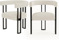 VIRRMO Boucle Upholstered Dining Chairs Set of 2 Corduroy Kitchen & Dining Room Chairs with Metal Legs Mid Century Modern Chairs for Dining Room(Cream, 2)