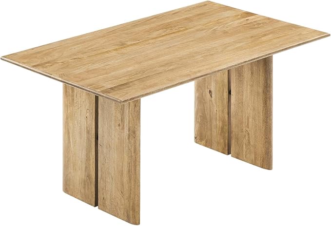 Modway Amistad 60" Solid Wood Modern Farmhouse Rectangular Dining Table in Oak